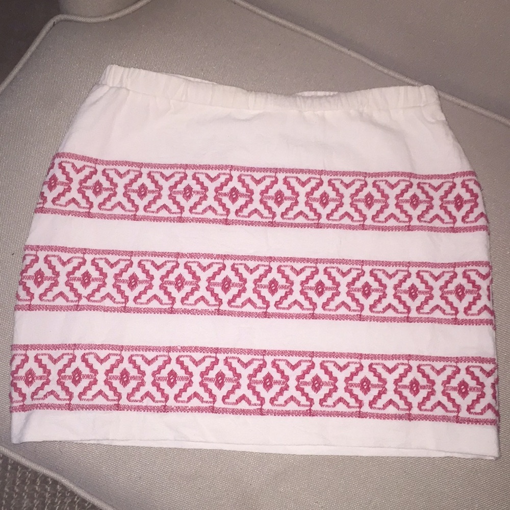 Madewell Mini Skirt Embroidered Stripes White/Pink